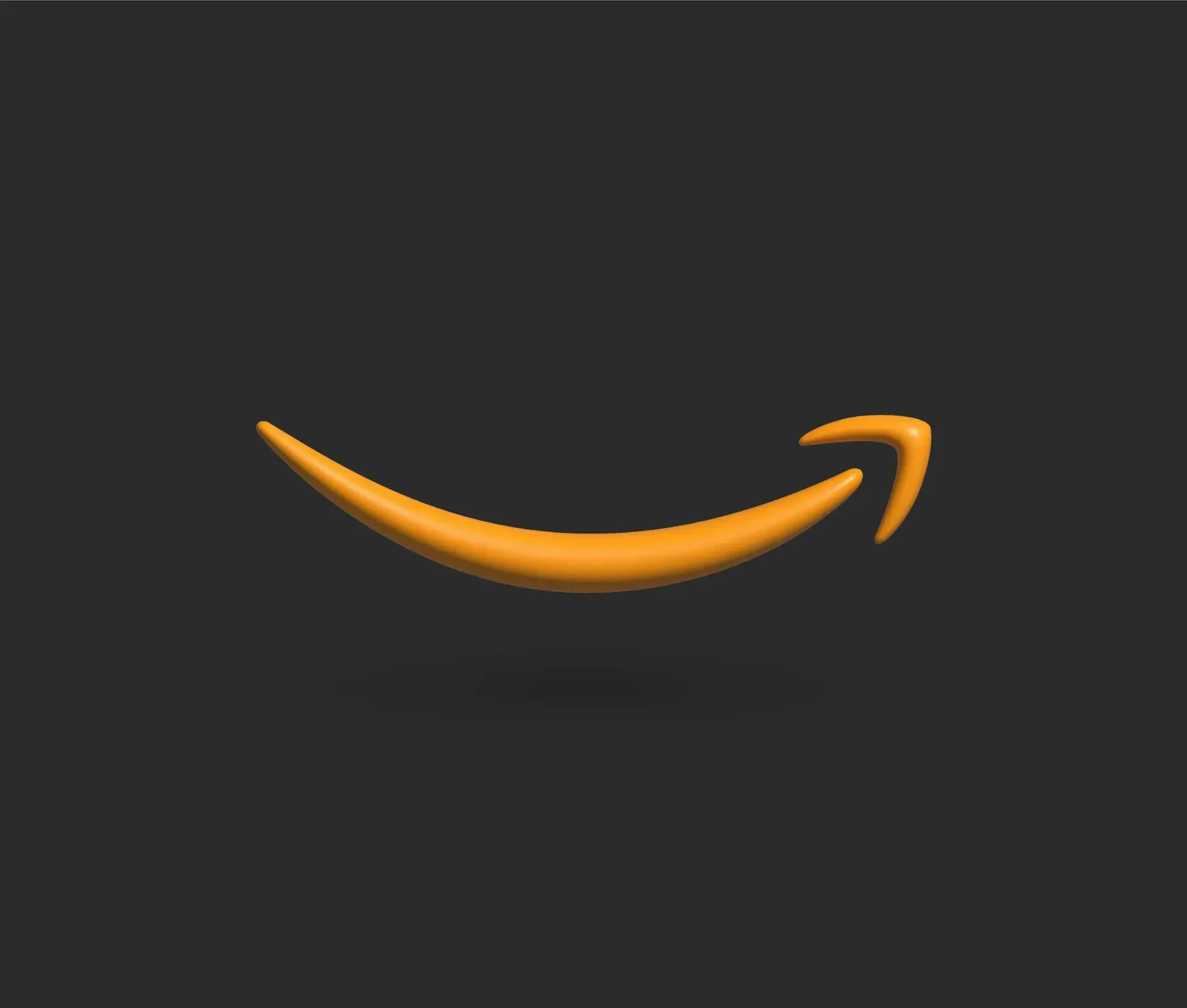 A minimalist 3d rendering of the amazon logo’s orange arrow forming a smile, centered on a dark gray background, subtly nodding to business resilience in the face of an amazon web services outage.