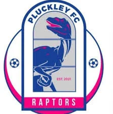Pluckley fc raptors logo featuring a blue and pink velociraptor with "est. 2021" and two soccer balls, reflecting the club's commitment to corporate social responsibility (csr policy).