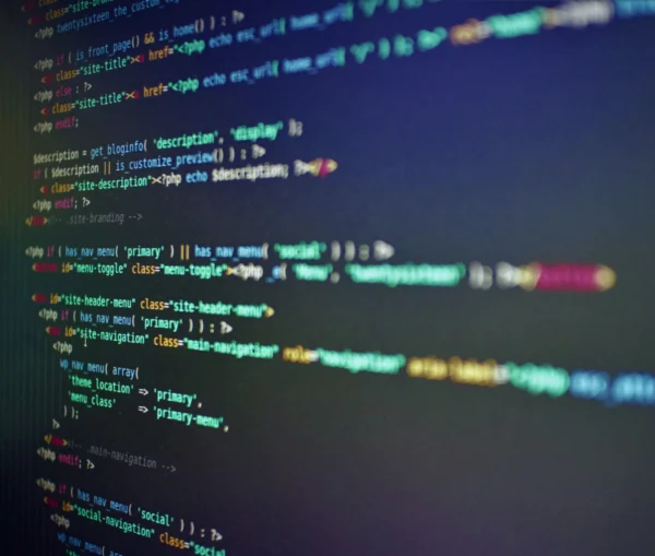 A screen showing lines of colour coded PHP code for a WordPress website.